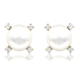 Pearl Earrings with Diamond Accent