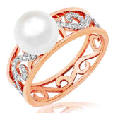 Vintage Pearl Ring with Diamond Accent