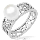 Vintage Pearl Ring with Diamond Accent