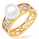 Vintage Pearl Ring with Diamond Accent