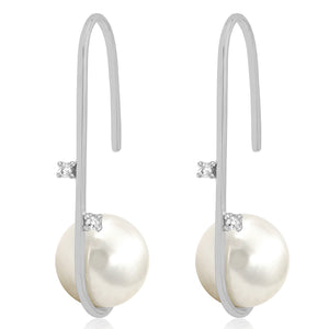 Pearl Earrings with Diamond Accent