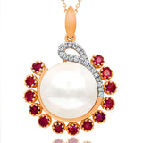 Pearl Pendant with Diamond and Gemstone Accent