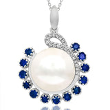 Pearl Pendant with Diamond and Gemstone Accent