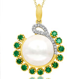 Pearl Pendant with Diamond and Gemstone Accent