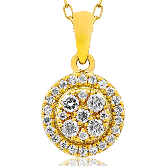 Round Diamond Cluster Necklace