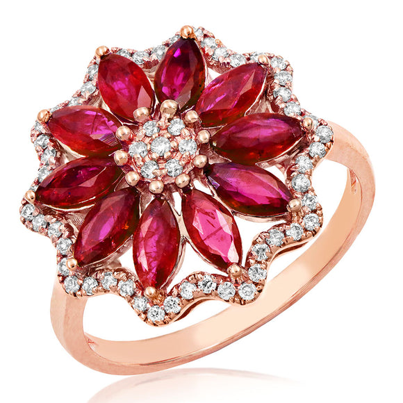Floral Ruby Gemstone Ring