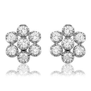 Floral Diamond Cluster Illusion Earrings