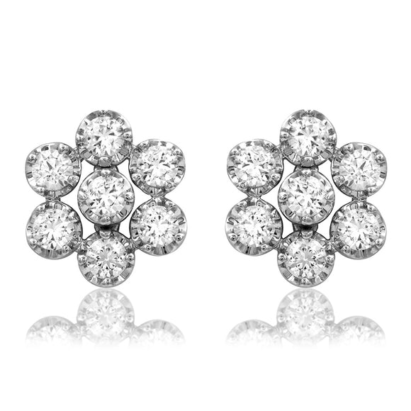 Floral Diamond Cluster Illusion Earrings